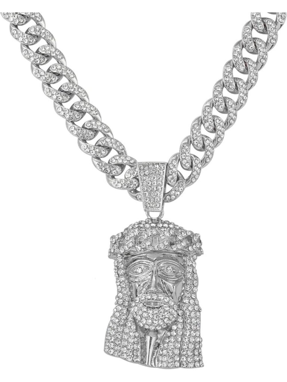 Men's Large CZ Pendant Necklace & 12mm Iced Out Cuban Chain - Stylish Jewelry